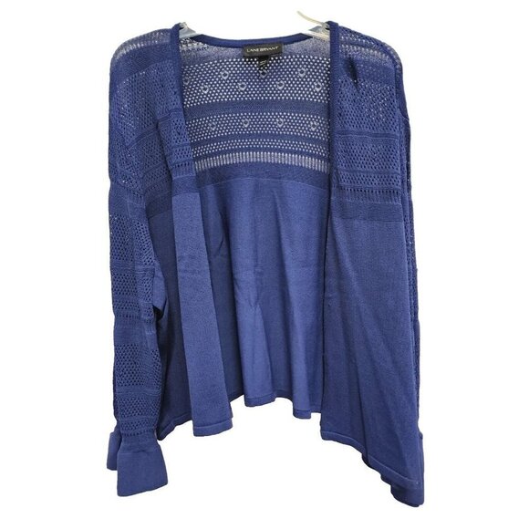 Lane Bryant Sweaters - Lane Bryant Womens Cardigan 22/24 Plus Open Front Ruffle Sleeve Crochet Contrast